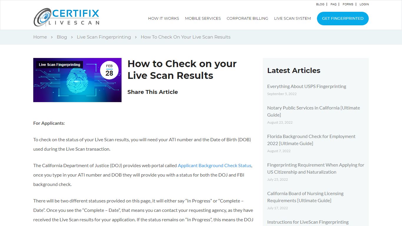 How to Check on your Live Scan Results